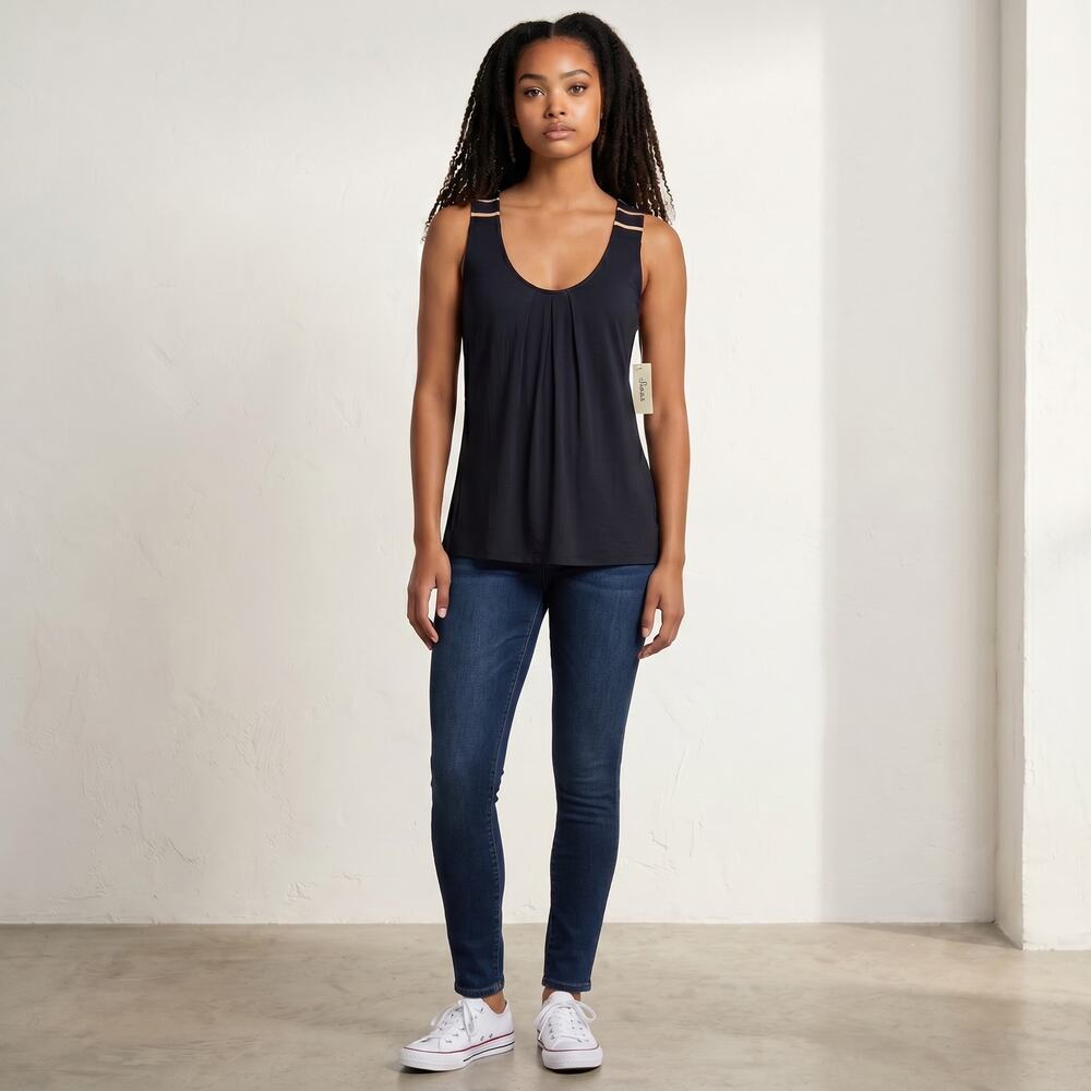 Soma Womens T Back Tank Large Black Soft Loungewear Leisure Sleeveless NWT